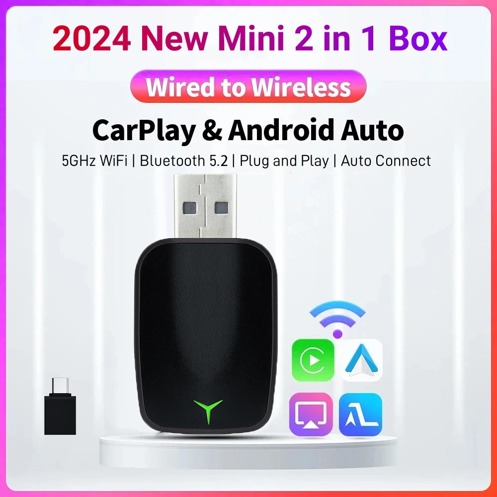 Gadgets For Electronics - ใหม่แบบมีสายไร้สายCarplay Android 2 In 1 อะแดปเตอร์อัตโนมัติรถGadgetสมาร์ทกล่องPlug