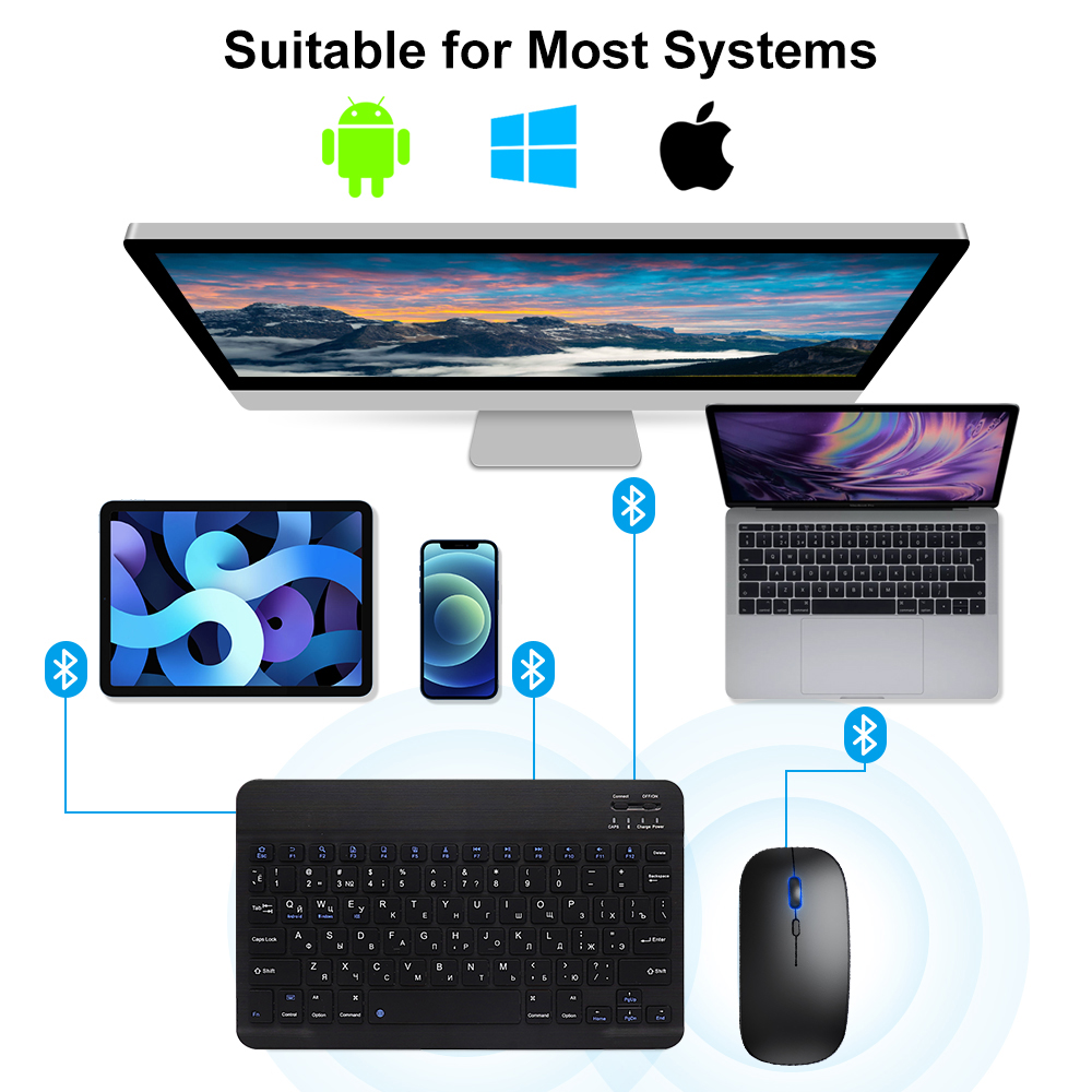 คีย์บอร์ดบลูทูธและเมาส์สําหรับ - Wireless Keyboard Mini บทวิจารณ์และราคา